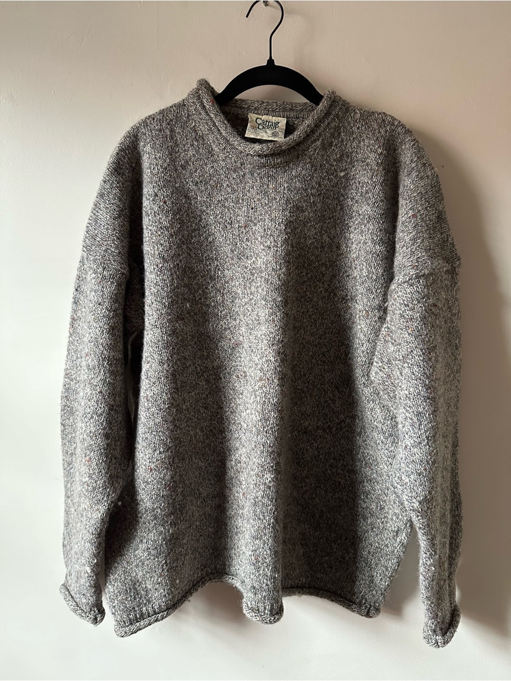 Vintage Carraig Donn Aran Pure New Wool Ireland Heathered Gray